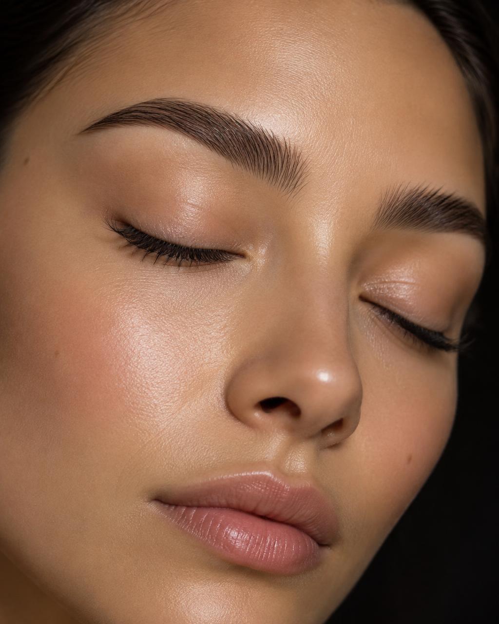 Close-up of cleanly shaped natural eyebrows